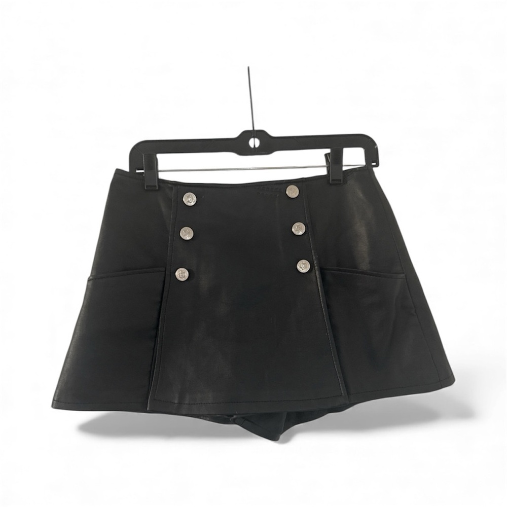 Black Mini Skirt shorts with Silver Buttons size 7/8